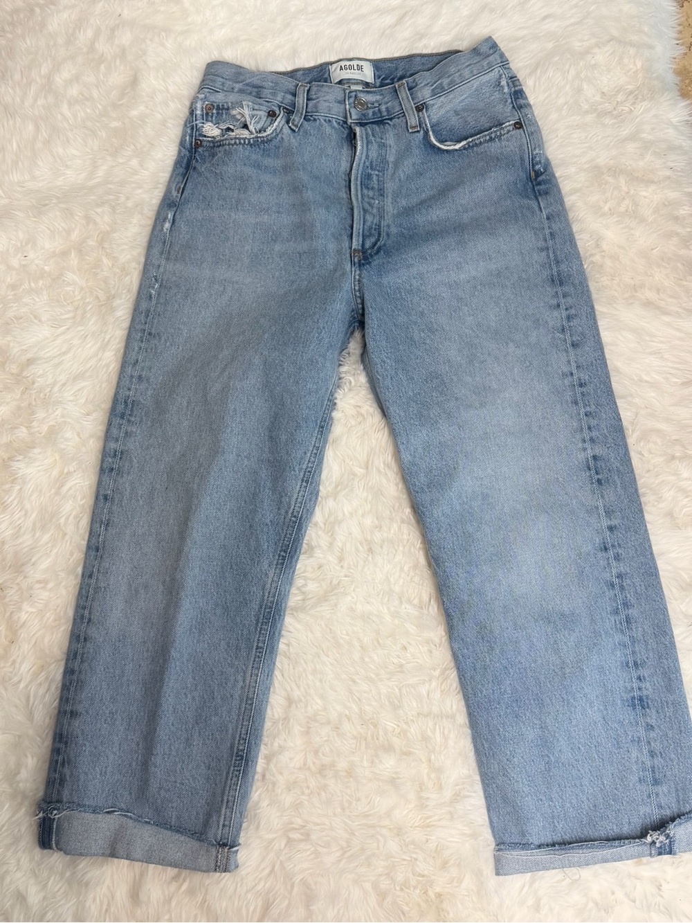 Agolde Light Wash Relaxed Straight Jeans